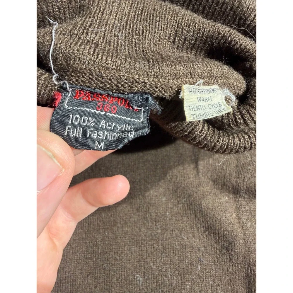 Passport 360 Mens Brown Turtleneck Sweater‎ Acrylic Full Fashioned Size M